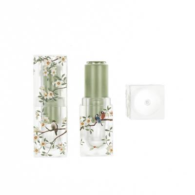 China Spring Cosmetic Matte Light Green Style Cute 3D Printing Lip Balm Container Lipstick Tube for sale