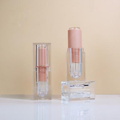 China Cosmetic Empty Plastic Square Clear Lipstick Tube Packaging Transparent Lipstick Containers for sale