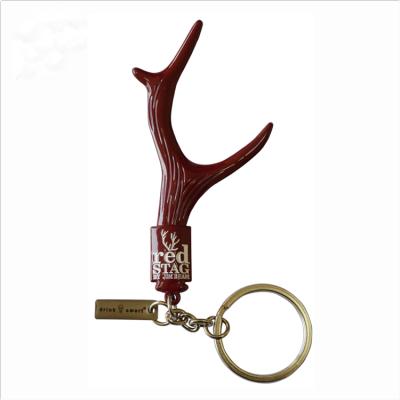 China Promotional Red Coated Metal Quality Antler Form Key Chain for sale