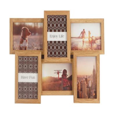 China 2021 new trend eco-friendly material wood collage wall picture frames/photo frame with 6 openings for sale