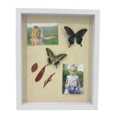 China Yiwu 12*15 Inch Modern Simple Wooden Shadow Box View Photo Picture Frames Showcase With Back Deep Storage Canvas Box for sale