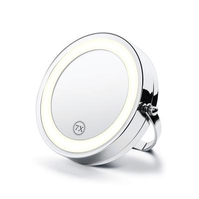 China Modern Wall Mount LED Makeup Mirror Sliver Round Mirror Rack Stocked Magnifying Mirror for sale