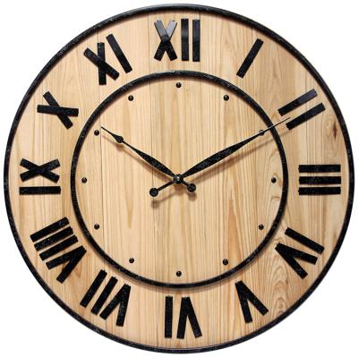 China Antique Style Solid Wood Wall Clock For Home Decoration Large Mechanical Vintage Clock Wall for sale