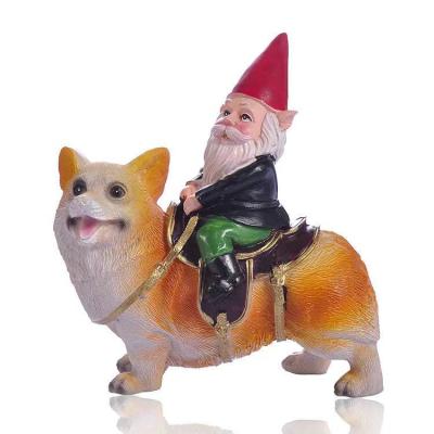 China Africa fun outdoor resin garden gnome rides the dog. Indoor And Outdoor Lawn Statues For Home Yard Decoration for sale