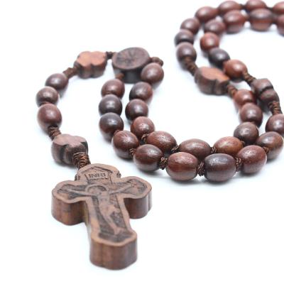 China Europe Hotsale Catholic Rosary Necklace, Wooden Cross Necklace For Religious Ornaments for sale