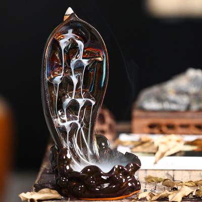 China Europe Backflow Incense Holder Waterfall Luminous Ceramic Censer For Home Decoration for sale