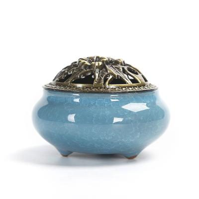 China Europe Stick Censer and Ash Catcher Ceramic Cone Incense Holder (Blue) for sale