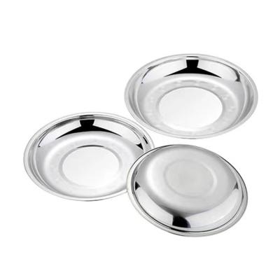 China Sustainable Dinner Dish Metal Soup Pot Dish Wholesale Cheap Polished Round Stainless Steel Hot Pot Tray for sale