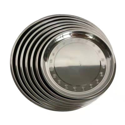 China Factory Direct Selling Cheap Viable Round Thickened Stainless Steel Serving Dish Dining Outdoor Dish Fruit Dish Kitchen Restaurant for sale