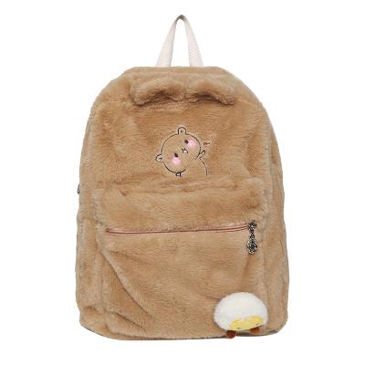 China Others Fashionable Rabbit Faux Fur Fluffy Girls Fashion Bag Travel School Cartoon Stuffed Animal Backpacks for sale