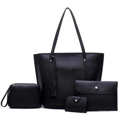 China 2020 New Designer China PU Leather Bags Set Popular High Quality Elegent Women Tote Bags 4 Pcs Handbags for sale