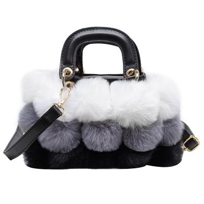 China Fashion Fashional Fur Handbags Shoulder Evening Clutch Bags For Women Colorful Tassel Decoration Party Bag for sale