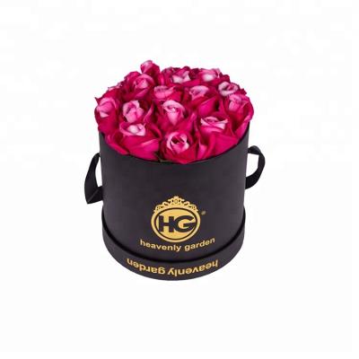 China Handmade Luxury Premium Grade Cylinder Black Round Paper Box For Flower , Round Rose Flower Packaging Box for sale