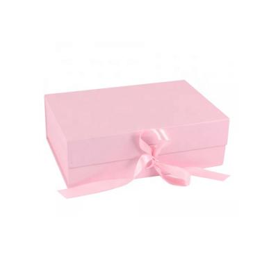 China Wholesale Handmade Luxury Pink Magnetic Closure Cardboard Gift Folding Box For Garment And Jewelry for sale