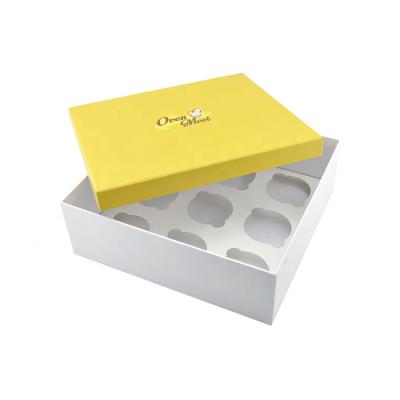 China Handmade Lid And Base Chocolate Yellow Paper Gift Boxes With Insert Slot for sale