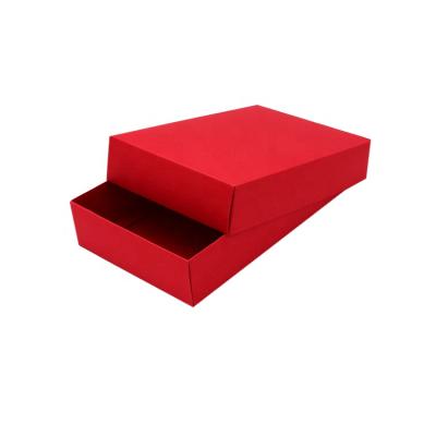 China Handmade hot sale 350gsm small red folding paper box with lid and base for gift packing for sale