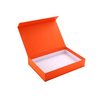 China Handmade Custom Luxury Book Shape Thick Orange Cardboard Box Packaging Manufacturers for sale