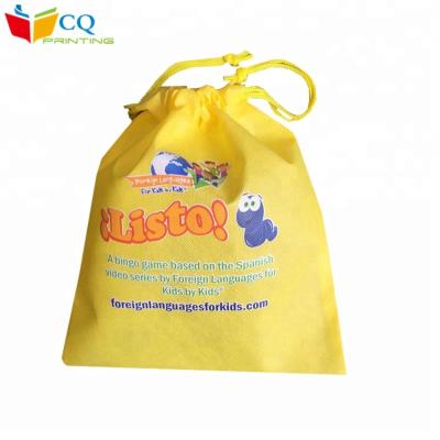 China Reusable Recyclable Custom Printed Backpack Yellow Non Woven Drawstring Bag for sale