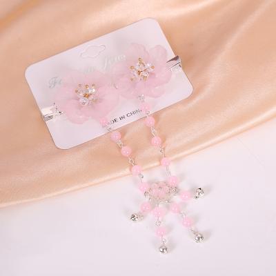 China Chinese Style Children's Hanfu Headdress Hairpin Stage-flip Girl Costume Pendant Clip With Antique Jewelry Twin Flower Hairpin for sale