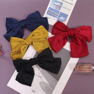 China Fashionable cartoon korean style back head hair clip platypus solid color cloth craft big bow style pastoral hair clip clip hairpin for sale