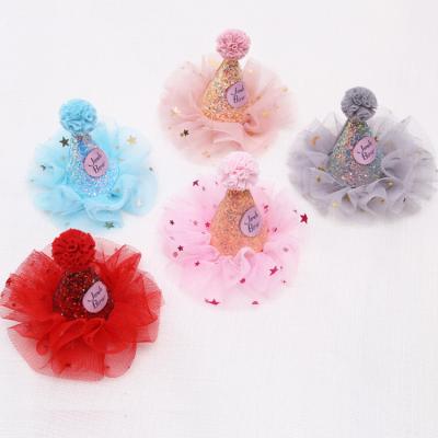 China Korean Festival Performance Accessories Headband Headdress Baby Girls Party Mesh Birthday Hat Hair Accessories for sale