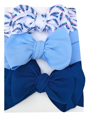 China 3Pcs/Set Baby Bowknot Flower Style Waffle Cloth Newborn Headband European and American Cotton Cute Elastic Wide Turban Bowknot Headband Newborn for sale