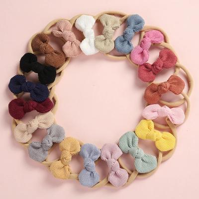 China Environmentally Friendly European And American Corduroy Baby Bow Around Headband Cute Baby Hair Ring Super Soft And Seamless Multicolor Headwear for sale