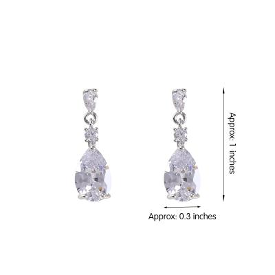 China Beautiful CLASSIC high quality elegant zircon drop latest fashion jewelry dangle earrings for women gift party daily dance stone for sale