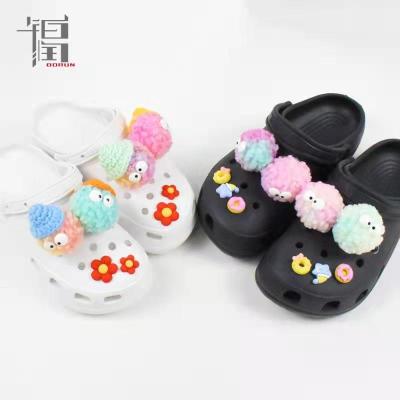 China Cute Flower Ornaments Plush Balls& Popular Favorite DIY Gift For Shoes Clogs Charm for sale