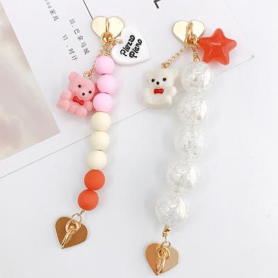 China 2021 Acrylic New Korean Designer Phone Chain Cute Candy Colored Acrylic Fruit Beads Initial Letters Phone Strap Wrist Hand Phone Chains for sale