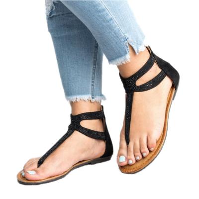 China Light Europe and the United States Beach Open Toe Sandals Women's Wholesale Foreign Trade Shoes Big Size Wise Diamond for sale