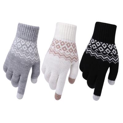 China Wholesale Unisex Classic Stretch Jacquard Veijer Touch Screen Knitted Thick Knitted Mittens Acrylic Gloves for sale