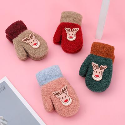 China Shapely Jacquard Veijer Christmas Winter Baby Stretch Full Finger Mittens Teddy Plush Gloves for sale