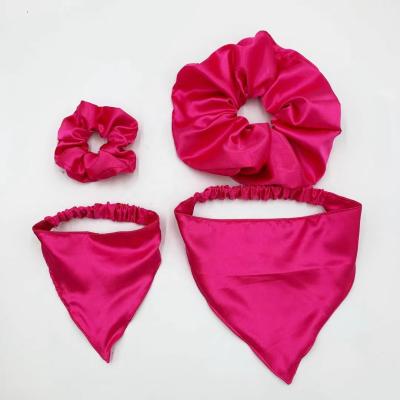 China Wholesale Custom Reversible Pet Hair Decoration Veijer Scarf Dog Bandana And Matching Oversized Scrunchie for sale