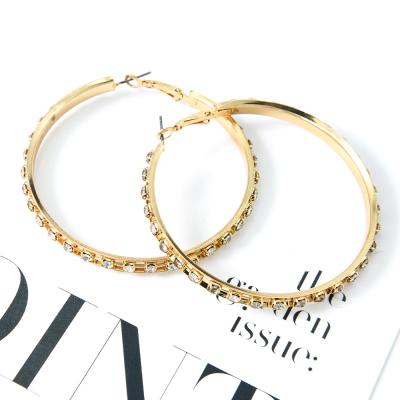 China FASHIONABLE Veijer Fashion Jewelry 2020 Korean Gold Plated Diamond Round Big Hoop Earrings For Women Girls for sale