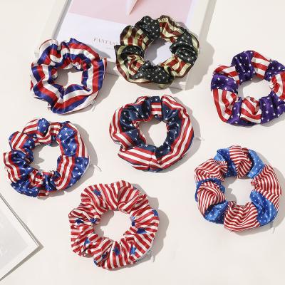 China Hair Decoration Veijer 4th of July Flag Zipper Pocket Ladies Hair Ring Womens Hair Decoration with Stash Satin Hair Scrunchies for sale