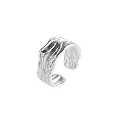 China 2022 new design 925 Sterling Silver Thickness Frosted Pleated texture FASHIONABLE hot selling ring of rings for sale