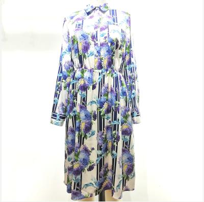 China AW565 Breathable OEM button factory sleeve dress loose and long fashion casual dress printed women dress for sale