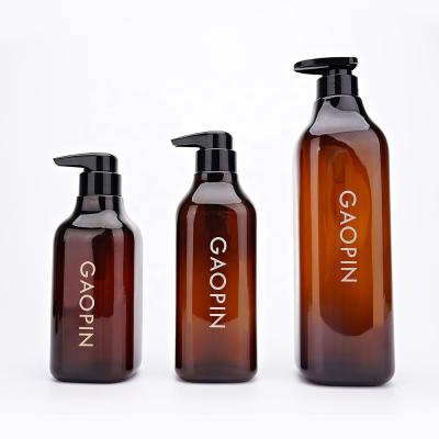 China 500ml 1000ml PET cosmetic amber silkscreen bottle sanitizer hand conditioner shampoo plastic bottle and packaging for sale