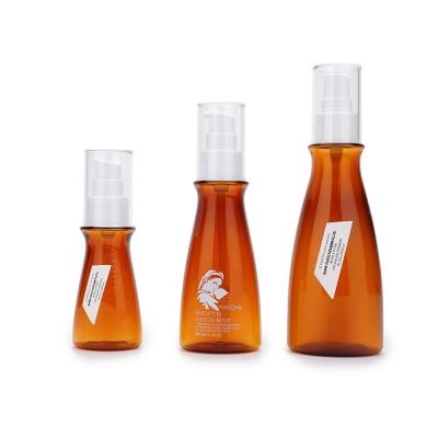 China 50ml 100ml 170ml PET Cosmetic Amber Personal Skin Care Lotion Cream Plastic Bottle Packaging for sale