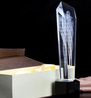 China High End Custom Acrylic Crystal Glass Transparent Award Trophy For Big Events And Competition for sale