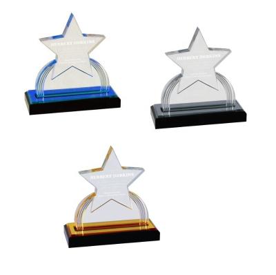 China Customized High Quality Customized Modern Acrylic Star Shaped Trophy Shape And Color Trophy Medal With A Base for sale