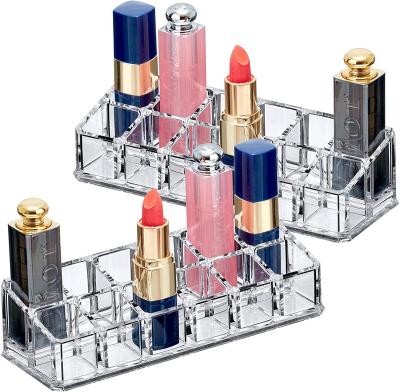 China Hot Selling Morden Small Sizer 10 Slots Countertop Customized Acrylic Display Stand For Lipsticks And Nail Polish Rack for sale