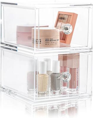 China Durable Stackable Cosmetic Pull Out Drawer Type Transparent Storage Box, Jewelry Storage Box, Cosmetics Box for sale