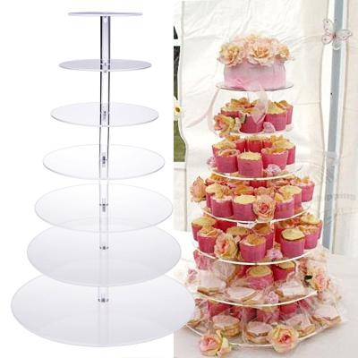 China Morden Clear Round 5 Tier Wedding Cake Stand Crystal Wedding Cake Stand for sale