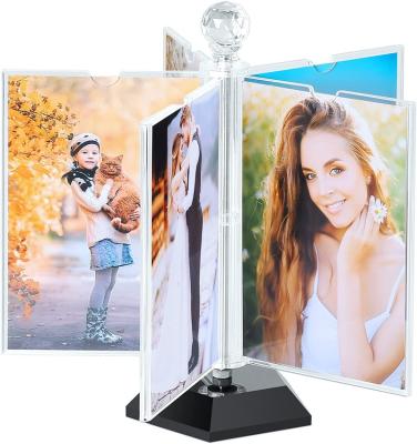 China Durable Custom Acrylic Photo Display Stand Rotating Acrylic Photo Frame For 4