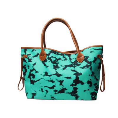 China Turquoise Canvas Tote Large Purse Travel Overnight Waterproof Handbags With Snap Closure DOM1071753 for sale