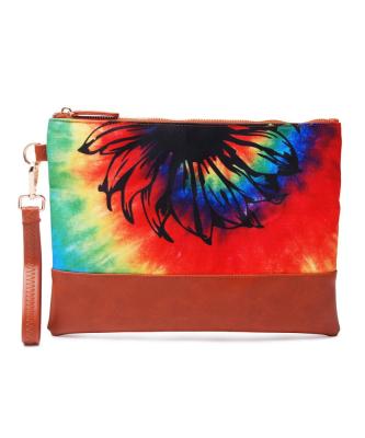 China NATIONAL Wholesale Women Tie Dye Grab Cosmetic Bag Flower Prints Canvas Wrist Band Bag DOM1091333 for sale