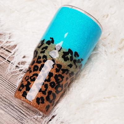 China Free US Warehouse Shipping AB Crystal Leopard Tumblers DOMIL Glitter Leopard 30oz Tumblers Double Wall Sustainable Epoxy Handmade Vacuum Mug for sale