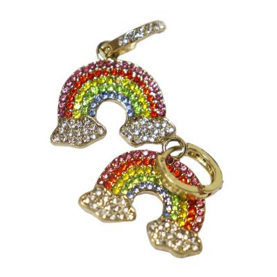 China Colorful 18K Gold Plating Chunky Rain Bow Diamond Huggie Earrings DOMJ-003 for sale